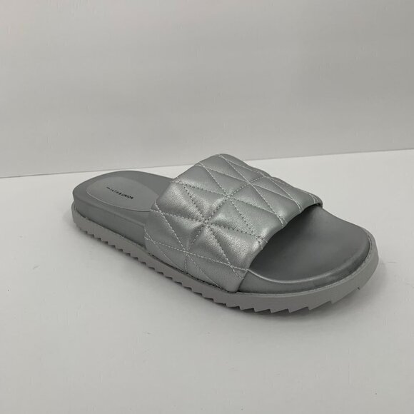14th & Union Tallin silver metallic quilted slides sandals mules new 8 - Picture 3 of 8